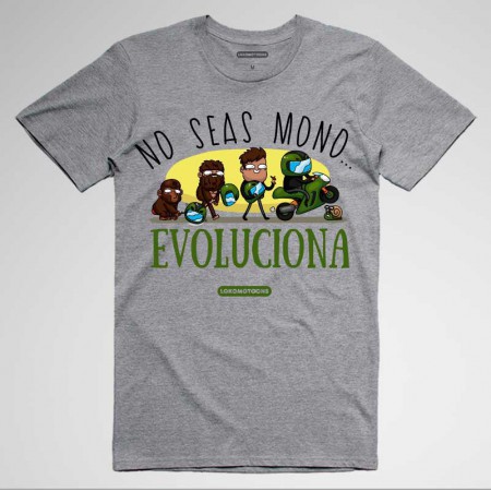 Camiseta divertida motera 'No seas mono, evoluciona'