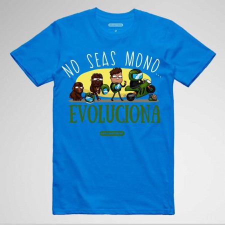 Camiseta divertida motera 'No seas mono, evoluciona'